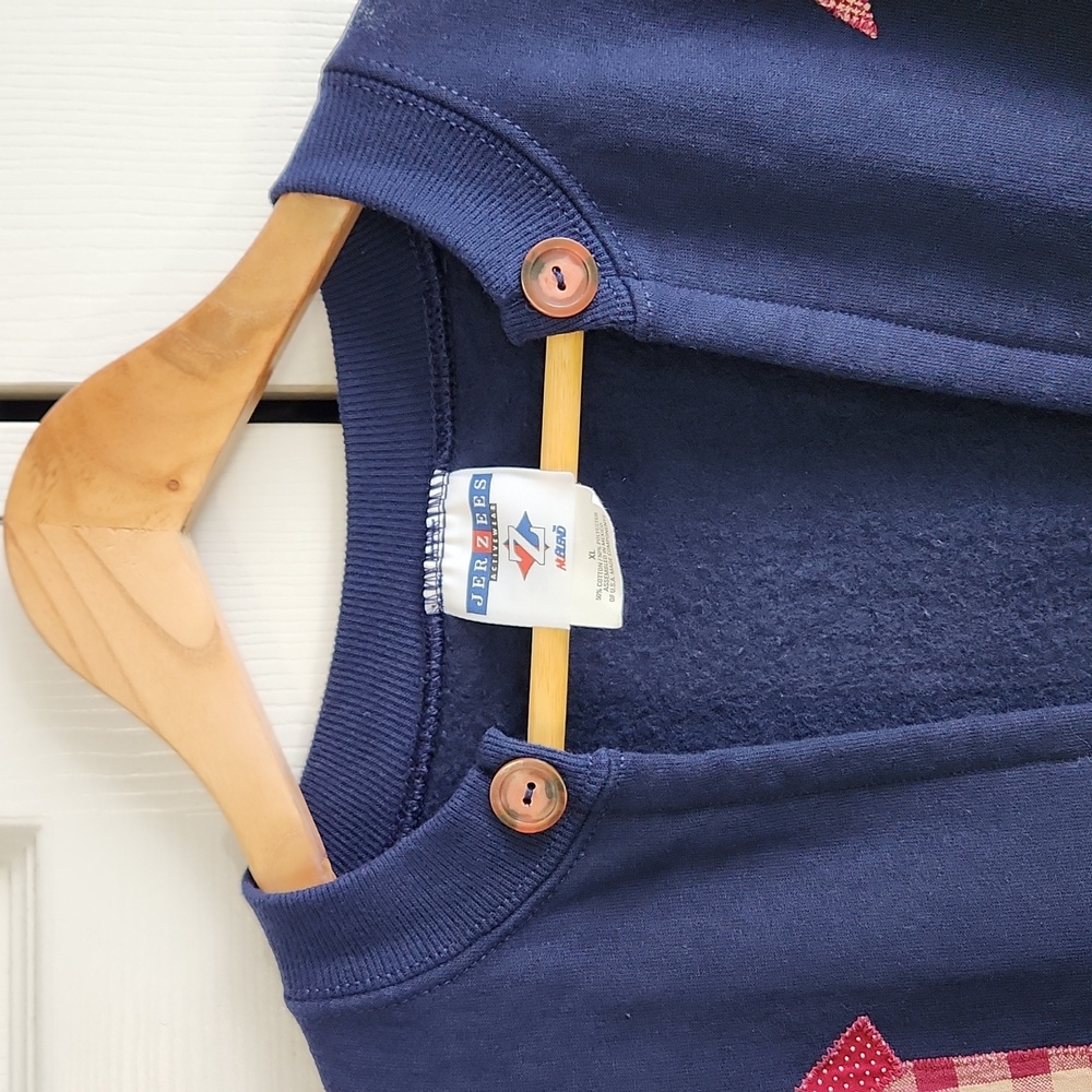 Vintage Jerzees‎ Womens Blue Sweatshirt Cardigan Size XL 90s Cabin Cottagecore - Picture 7 of 11